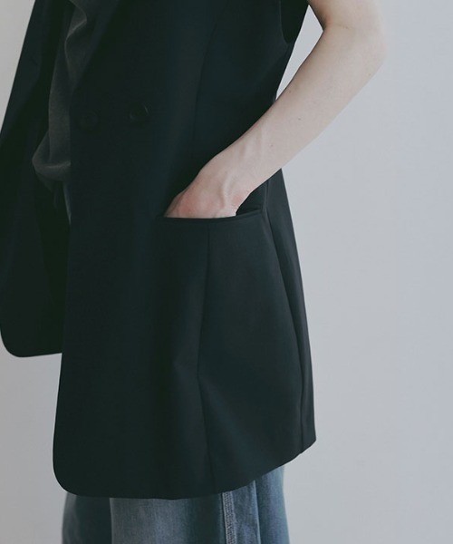 ETRE TOKYO(エトレトウキョウ)の「リネンライクボールドショルダージレ(その他アウター・レディース・ネイビー/ブラック・M/S)」の6枚目の写真