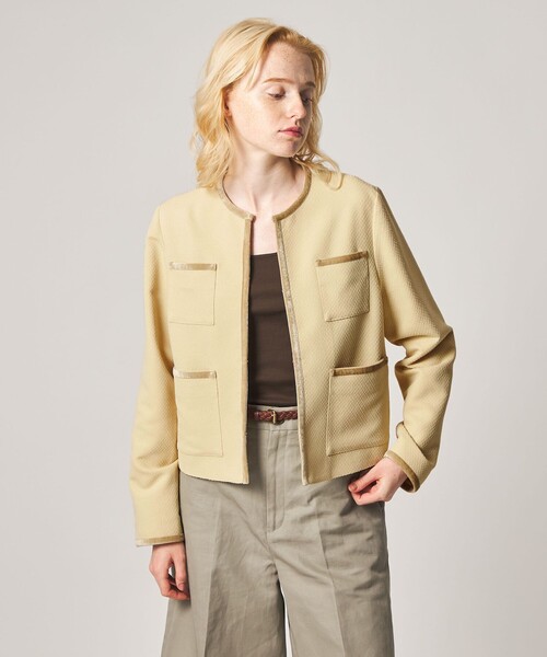 Steven Alan（スティーブンアラン）の「＜Steven Alan＞ジャガード ブルゾン（ノーカラージャケット・レディース・ブラック/クリーム・M/S）」の4枚目の写真