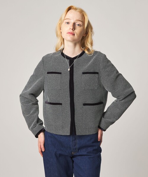 Steven Alan（スティーブンアラン）の「＜Steven Alan＞ジャガード ブルゾン（ノーカラージャケット・レディース・ブラック/クリーム・M/S）」の17枚目の写真