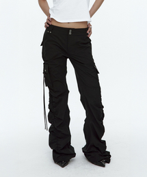 Shirring Cargo Pants Black