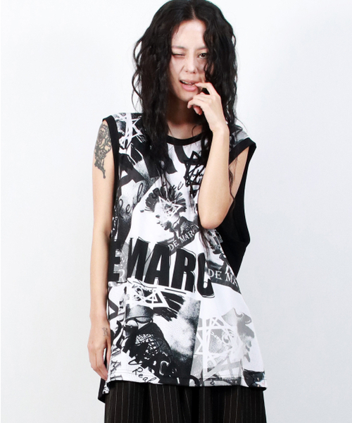 DEMARC（ドゥマーク）の「Street collage oversize sleeveless（Tシャツ/カットソー・レディース・その他・MEDIUM/LARGE）」の2枚目の写真