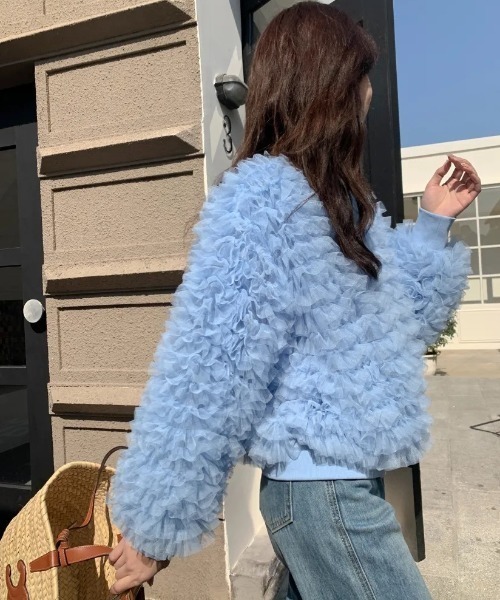 BIRTHDAY BASH(バースデイバッシュ)の「ADORABLE TULLE FRILL BLOUSON(ブルゾン・レディース・ブルー/ブラック・FREE)」の5枚目の写真