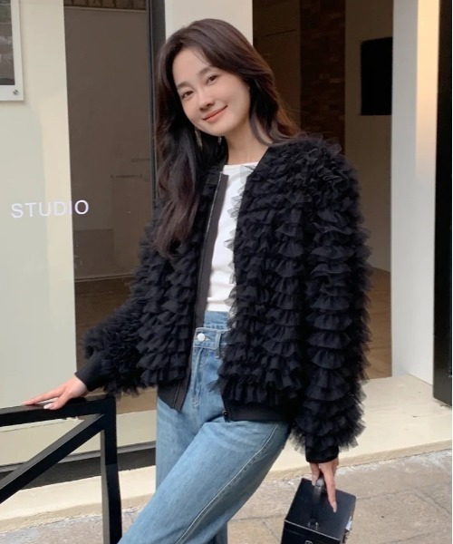 BIRTHDAY BASH(バースデイバッシュ)の「ADORABLE TULLE FRILL BLOUSON(ブルゾン・レディース・ブルー/ブラック・FREE)」の7枚目の写真
