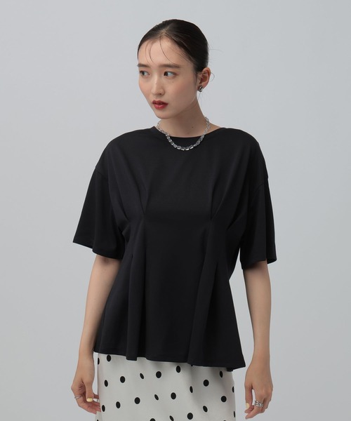 LEPSIM(レプシィム)の「タックペプラムデザインT 815993(Tシャツ/カットソー・レディース・オフホワイト/ブラウン/ブラック・FREE)」の4枚目の写真