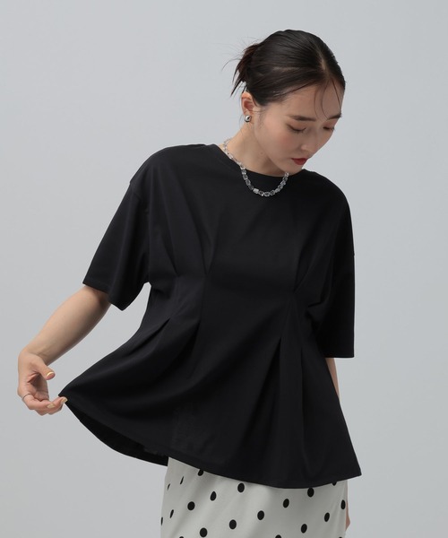 LEPSIM(レプシィム)の「タックペプラムデザインT 815993(Tシャツ/カットソー・レディース・オフホワイト/ブラウン/ブラック・FREE)」の5枚目の写真