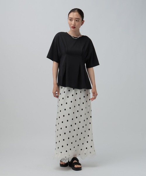 LEPSIM(レプシィム)の「タックペプラムデザインT 815993(Tシャツ/カットソー・レディース・オフホワイト/ブラウン/ブラック・FREE)」の8枚目の写真