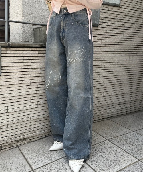 キラキラロゴバギーデニムパンツ（デニムパンツ）｜continuer de NICE