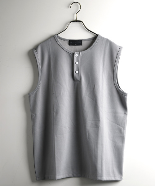 neos(ネオス)の「【neos】ワッフルヘンリーネック ノースリーブTシャツ ルーズシルエット タンクトップ(タンクトップ・メンズ・ブラック/ホワイト/グレー・MEDIUM/X-LARGE/LARGE)」の19枚目の写真