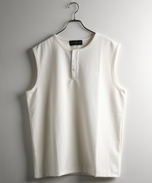 neos(ネオス)の「【neos】ワッフルヘンリーネック ノースリーブTシャツ ルーズシルエット タンクトップ(タンクトップ・メンズ・ブラック/ホワイト/グレー・MEDIUM/X-LARGE/LARGE)」の20枚目の写真