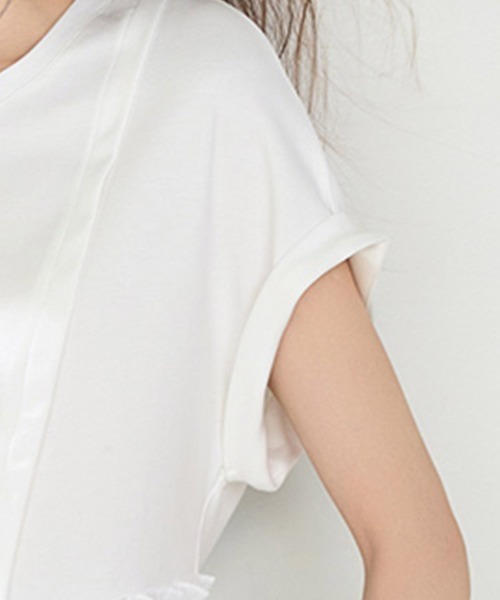 ONEP STAR（ワンピスター）の「ペプラム切り替えアシメ半袖カットソー（Tシャツ/カットソー・レディース・ホワイト・X-LARGE/LARGE/MEDIUM）」の11枚目の写真