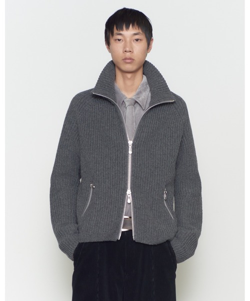 NVRFRGT(ネヴァーフォーゲット)の「DRIVERS ZIP UP SWEATER(ニット/セーター・メンズ・ブラック/チャコールグレー・2/1)」の2枚目の写真