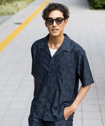 【抗ピリング・形態安定・接触冷感】ドライメッシュ柄シャツ[セットアップ可]