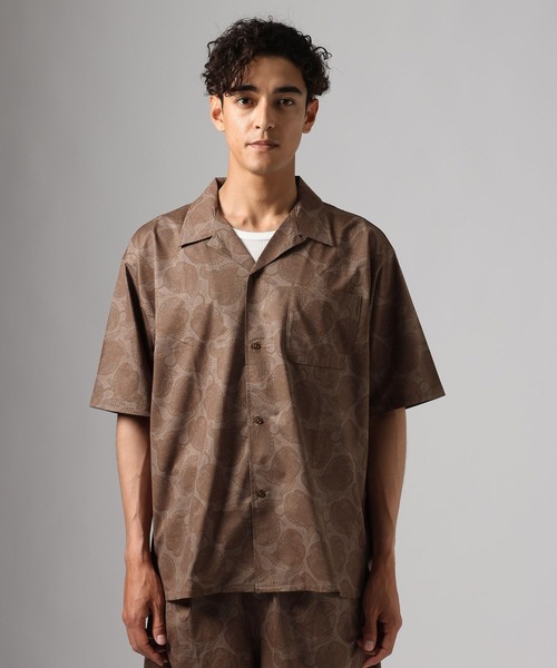 BAYFLOW（ベイフロー）の「【抗ピリング・形態安定・接触冷感】ドライメッシュ柄シャツ[セットアップ可]（シャツ/ブラウス・メンズ・ブラウン/ネイビー・LARGE/MEDIUM）」の13枚目の写真