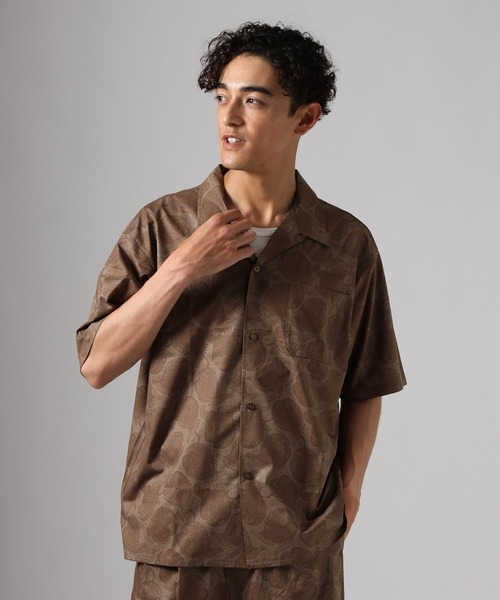 BAYFLOW（ベイフロー）の「【抗ピリング・形態安定・接触冷感】ドライメッシュ柄シャツ[セットアップ可]（シャツ/ブラウス・メンズ・ブラウン/ネイビー・LARGE/MEDIUM）」の9枚目の写真
