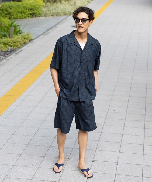 BAYFLOW（ベイフロー）の「【抗ピリング・形態安定・接触冷感】ドライメッシュ柄シャツ[セットアップ可]（シャツ/ブラウス・メンズ・ブラウン/ネイビー・LARGE/MEDIUM）」の11枚目の写真