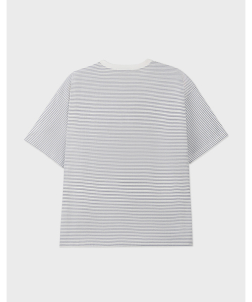 WORK ON BODY OFF（ワークオンボディオフ）の「マレ コットン ヘンリーネック 半袖Tシャツ [ホワイト ブルー]（Tシャツ/カットソー・メンズ・ホワイト×ブルー・MEDIUM/LARGE/X-LARGE）」の8枚目の写真