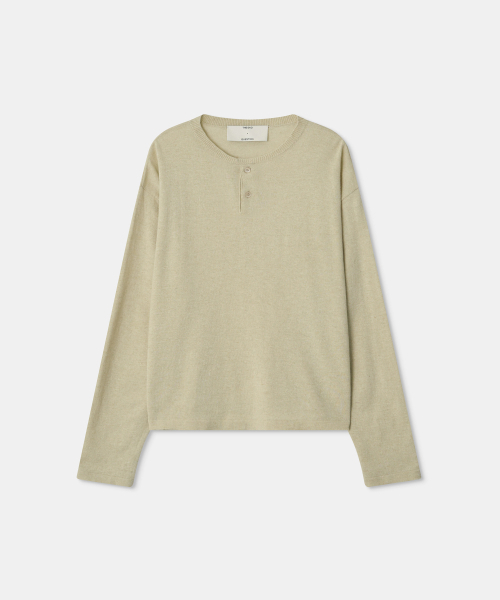 Вязаная льняная рубашка Henley — светло‑зеленая