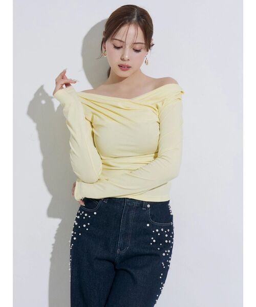 MERCURYDUO(マーキュリーデュオ)の「オフショルタックトップス(Tシャツ/カットソー・レディース・ブラック/イエロー/ブラウン・FREE)」の9枚目の写真