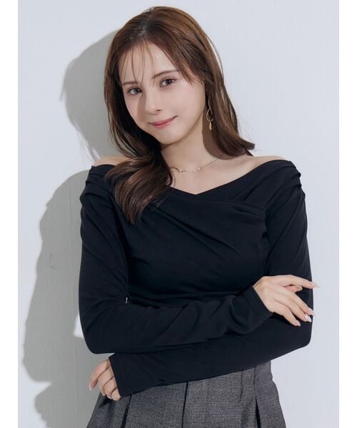 MERCURYDUO(マーキュリーデュオ)の「オフショルタックトップス(Tシャツ/カットソー・レディース・ブラック/イエロー/ブラウン・FREE)」の12枚目の写真