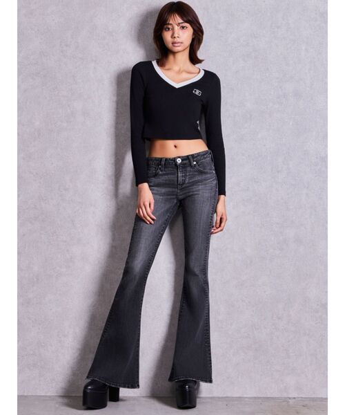 GYDA(ジェイダ)の「ジャストウエストSLIM FITフレアデニムパンツ(デニムパンツ・レディース・ブラック/ブルー・SMALL/MEDIUM/X-SMALL)」の13枚目の写真