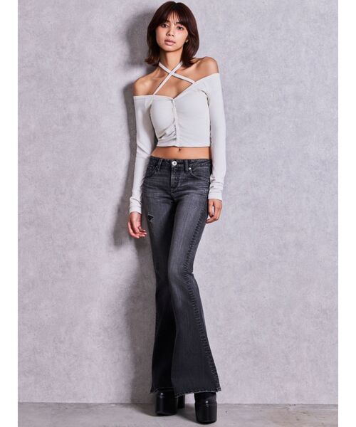 GYDA(ジェイダ)の「ジャストウエストSLIM FITフレアデニムパンツ(デニムパンツ・レディース・ブラック/ブルー・SMALL/MEDIUM/X-SMALL)」の15枚目の写真