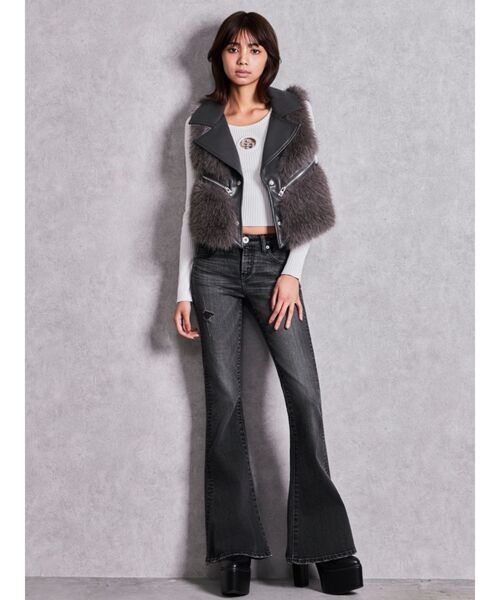 GYDA(ジェイダ)の「ジャストウエストSLIM FITフレアデニムパンツ(デニムパンツ・レディース・ブラック/ブルー・SMALL/MEDIUM/X-SMALL)」の17枚目の写真