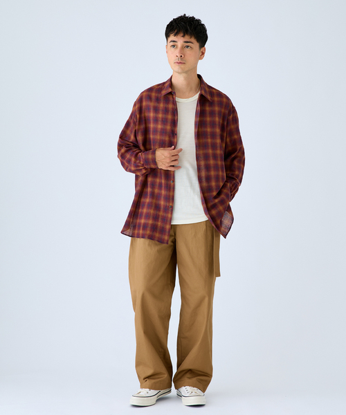 Ets.MATERIAUX(マテリオ)の「ETS.MATERIAUX(マテリオ) チェック フレンチ ワーク シャツ(シャツ/ブラウス・メンズ・ブラック系その他/ブラック/パープル/ブラウン・3/2)」の14枚目の写真