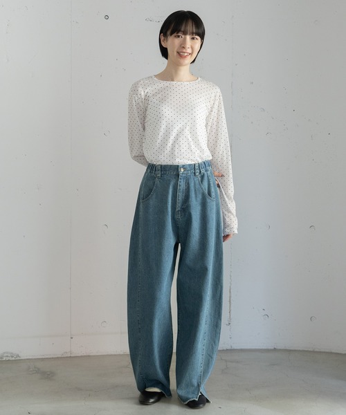 POU DOU DOU(プードゥドゥ)の「バレルシルエットカラーデニム(デニムパンツ・レディース・カーキ/ブルー系その他/ブラック/ブラウン・3)」の15枚目の写真