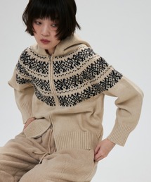 nordic hood zip knit cardigan / ノルディックフードジップニットカーディガン