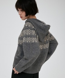 nordic hood zip knit cardigan / ノルディックフードジップニットカーディガン