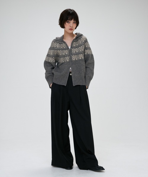 full/fill.（フルフィル）の「nordic hood zip knit cardigan / ノルディックフードジップニットカーディガン（カーディガン/ボレロ・レディース・グレー/アイボリー・FREE）」の11枚目の写真