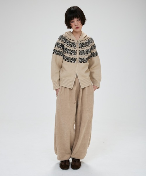full/fill.（フルフィル）の「nordic hood zip knit cardigan / ノルディックフードジップニットカーディガン（カーディガン/ボレロ・レディース・グレー/アイボリー・FREE）」の19枚目の写真