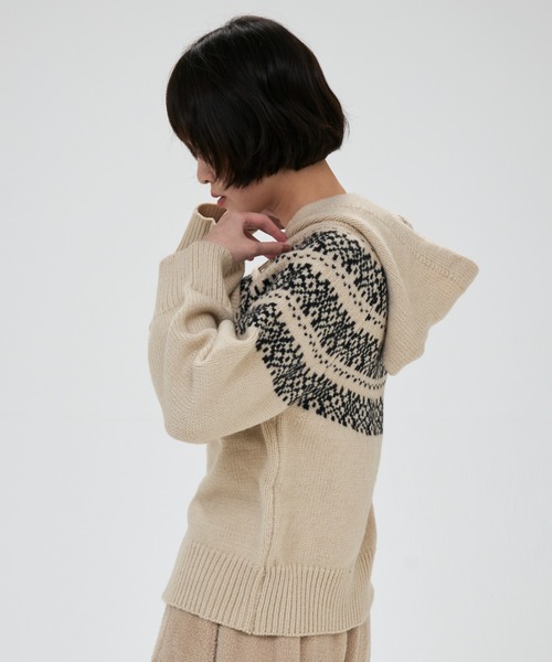 full/fill.（フルフィル）の「nordic hood zip knit cardigan / ノルディックフードジップニットカーディガン（カーディガン/ボレロ・レディース・グレー/アイボリー・FREE）」の17枚目の写真