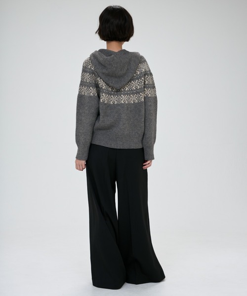 full/fill.（フルフィル）の「nordic hood zip knit cardigan / ノルディックフードジップニットカーディガン（カーディガン/ボレロ・レディース・グレー/アイボリー・FREE）」の13枚目の写真