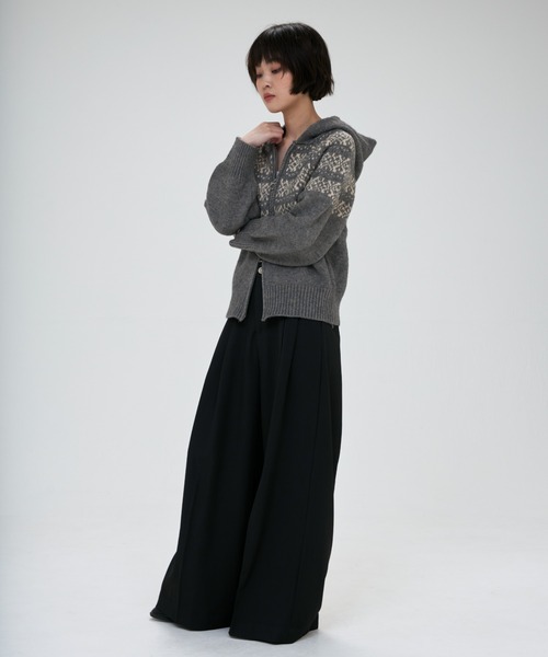 full/fill.（フルフィル）の「nordic hood zip knit cardigan / ノルディックフードジップニットカーディガン（カーディガン/ボレロ・レディース・グレー/アイボリー・FREE）」の14枚目の写真