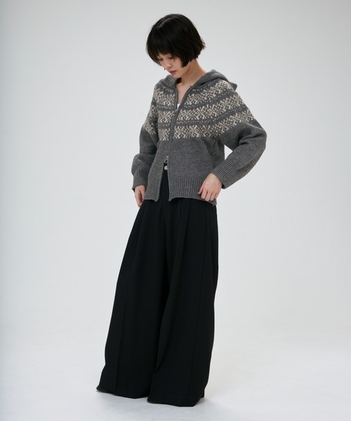 full/fill.（フルフィル）の「nordic hood zip knit cardigan / ノルディックフードジップニットカーディガン（カーディガン/ボレロ・レディース・グレー/アイボリー・FREE）」の15枚目の写真