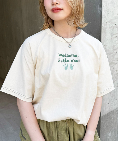 DOUBLE NAME（ダブルネーム）の「My first m:rex刺しゅうラグランTEE（Tシャツ/カットソー・レディース・ブラック系/ホワイト/オフホワイト・FREE）」の7枚目の写真