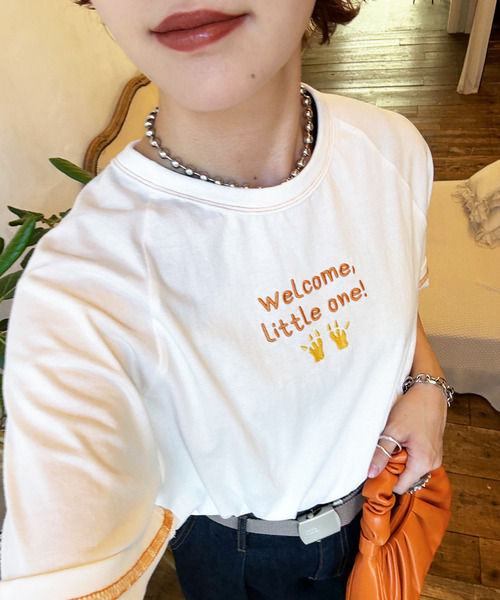 DOUBLE NAME（ダブルネーム）の「My first m:rex刺しゅうラグランTEE（Tシャツ/カットソー・レディース・ブラック系/ホワイト/オフホワイト・FREE）」の14枚目の写真