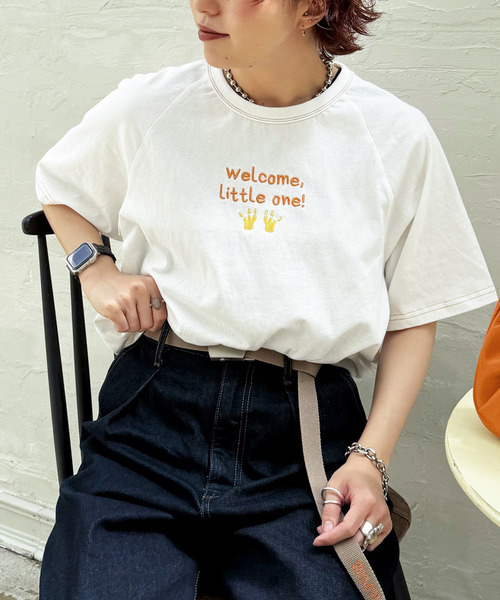 DOUBLE NAME（ダブルネーム）の「My first m:rex刺しゅうラグランTEE（Tシャツ/カットソー・レディース・ブラック系/ホワイト/オフホワイト・FREE）」の17枚目の写真