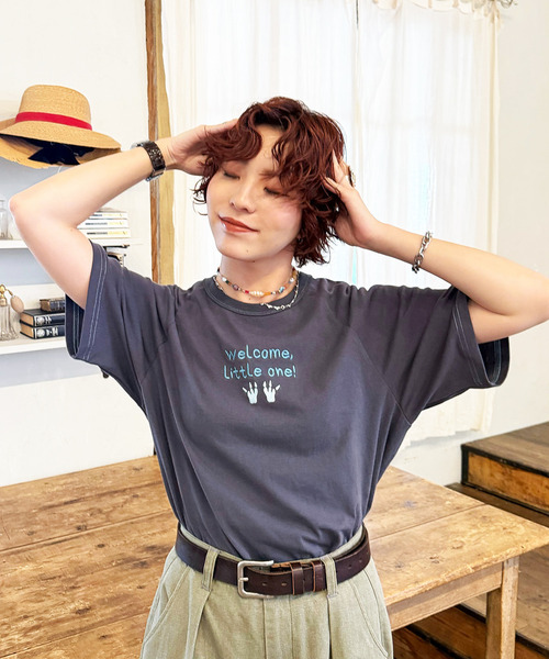 DOUBLE NAME（ダブルネーム）の「My first m:rex刺しゅうラグランTEE（Tシャツ/カットソー・レディース・ブラック系/ホワイト/オフホワイト・FREE）」の18枚目の写真