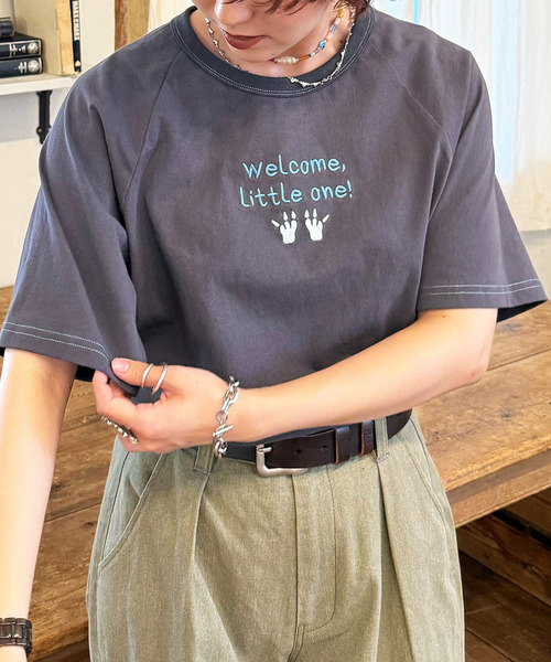 DOUBLE NAME（ダブルネーム）の「My first m:rex刺しゅうラグランTEE（Tシャツ/カットソー・レディース・ブラック系/ホワイト/オフホワイト・FREE）」の21枚目の写真
