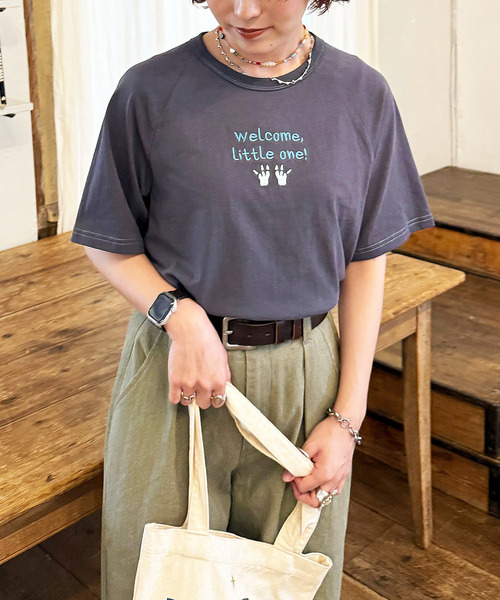 DOUBLE NAME（ダブルネーム）の「My first m:rex刺しゅうラグランTEE（Tシャツ/カットソー・レディース・ブラック系/ホワイト/オフホワイト・FREE）」の22枚目の写真