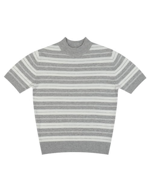 VLETI（ブレッティ）の「Striped High Neck Half Knit (gray)（ニット/セーター・レディース・グレー・FREE）」の2枚目の写真