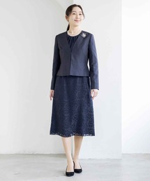 form forma（フォルムフォルマ）の「【Web限定】洗える｜シャンタン素材と花柄オパールがポイントのアンサンブル（スーツセット）」