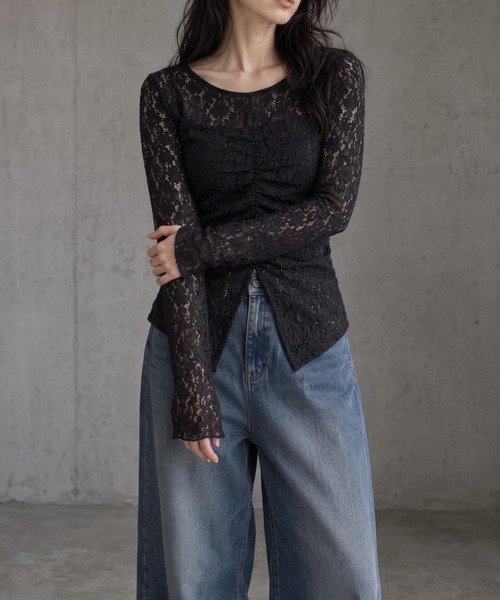 モデル身長：158cm
着用サイズ：FREE
※レースの柄や質感は詳細画像を合わせてご確認お願い致します。