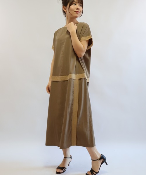 etre relie（エトレリー）の「フィブリルツイルベイカーワンピース（ワンピース・レディース・チャコールグレー/カーキ/ブラウン/グレイッシュベージュ・MEDIUM）」の2枚目の写真