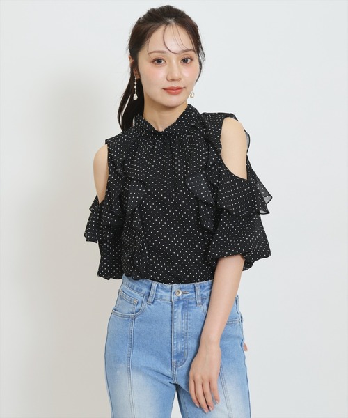 WILLSELECTION（ウィルセレクション）の「シアーラッフルフリルブラウス（シャツ/ブラウス・レディース・ホワイト系その他/ブラック系その他/ピンク/オフホワイト・FREE）」の3枚目の写真