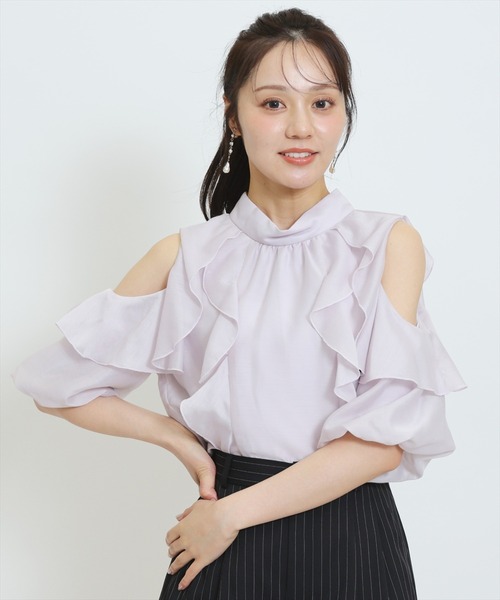 WILLSELECTION（ウィルセレクション）の「シアーラッフルフリルブラウス（シャツ/ブラウス・レディース・ホワイト系その他/ブラック系その他/ピンク/オフホワイト・FREE）」の4枚目の写真