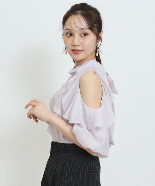 WILLSELECTION（ウィルセレクション）の「シアーラッフルフリルブラウス（シャツ/ブラウス・レディース・ホワイト系その他/ブラック系その他/ピンク/オフホワイト・FREE）」の8枚目の写真