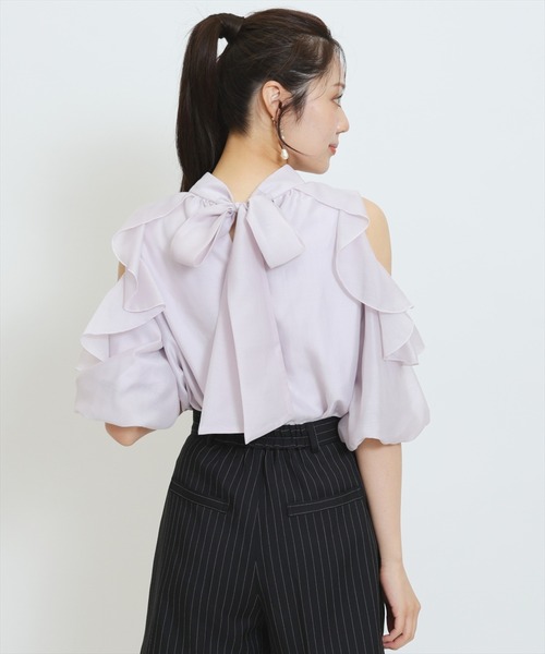 WILLSELECTION（ウィルセレクション）の「シアーラッフルフリルブラウス（シャツ/ブラウス・レディース・ホワイト系その他/ブラック系その他/ピンク/オフホワイト・FREE）」の9枚目の写真